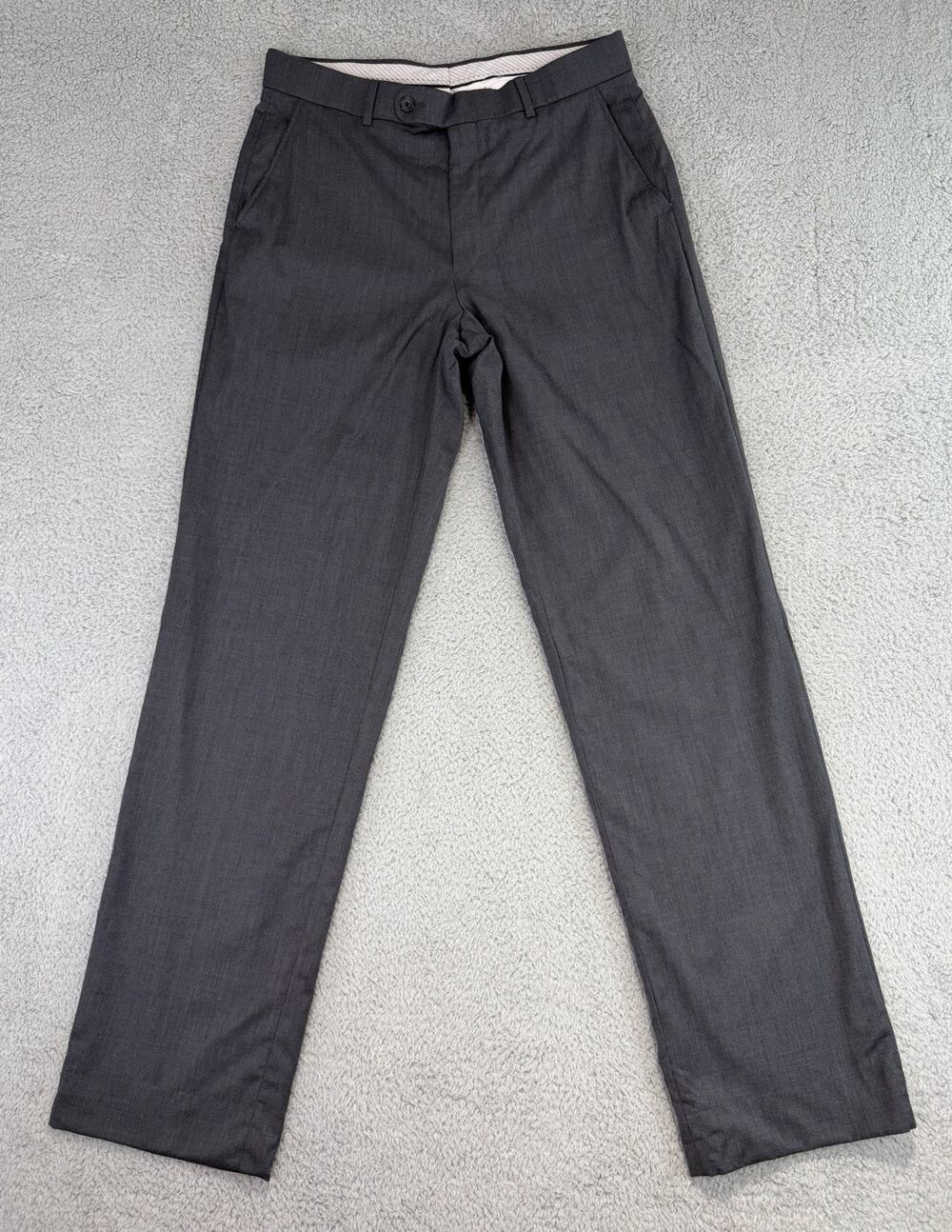 Ballin Pants Mens 33(32x35) Gray Super 120s Wool Dress Flat Front Comfort EZE